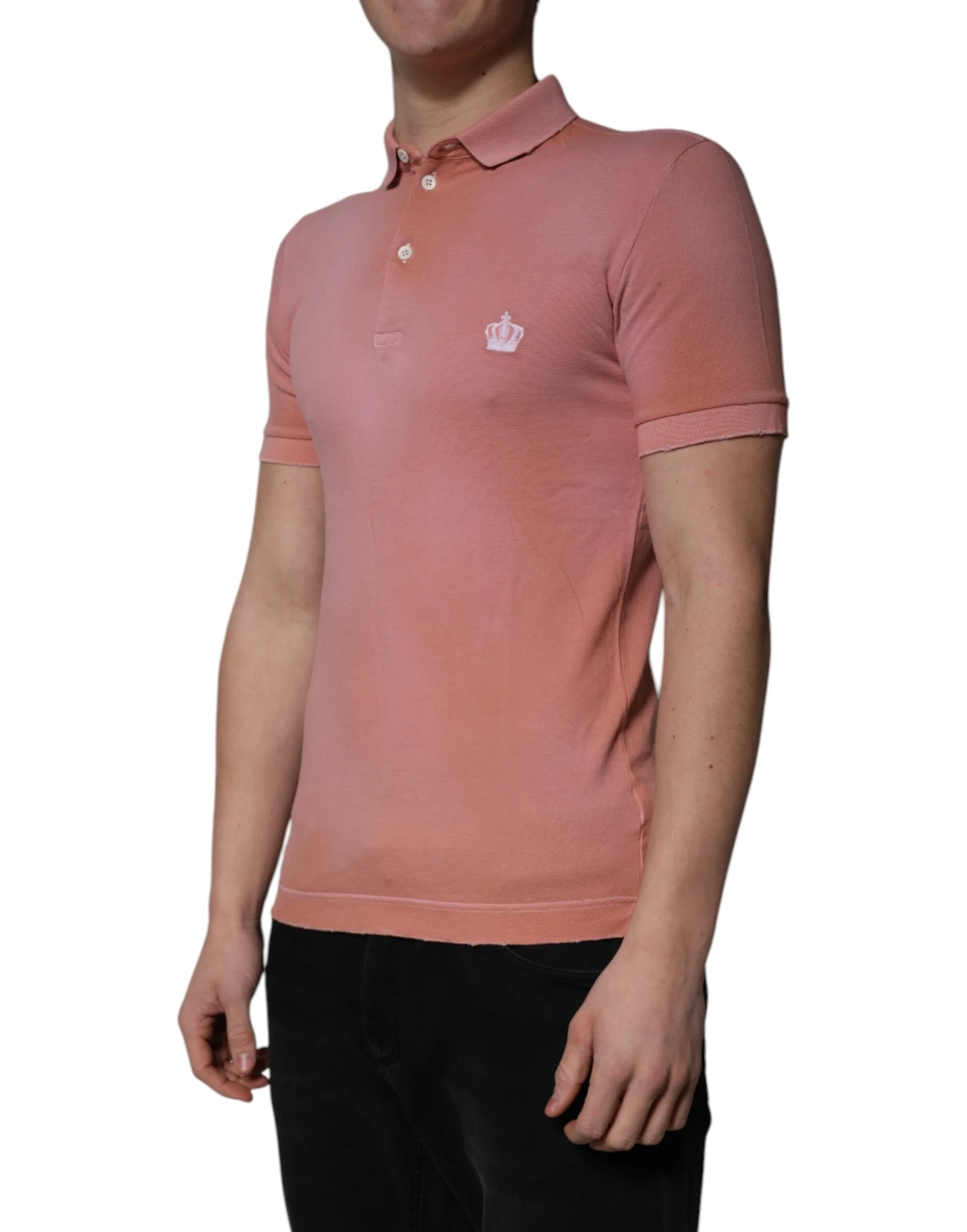 Dolce & Gabbana Pink Cotton Crown Collared Polo Men's T-shirt (Pre-Owned) 4 Dolce & Gabbana Pink Cotton Crown Collared Polo Men's T-shirt (Pre-Owned) - Image 2