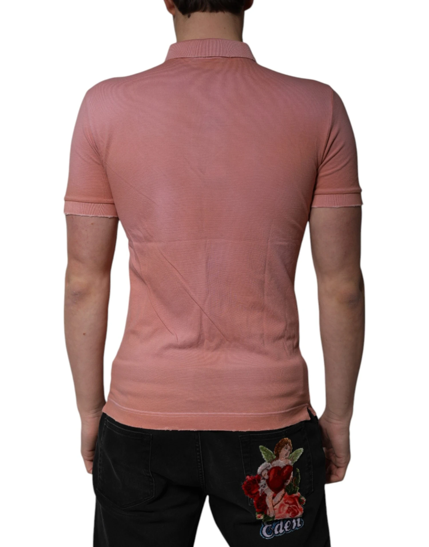 Dolce & Gabbana Pink Cotton Crown Collared Polo Men's T-shirt (Pre-Owned) 5 Dolce & Gabbana Pink Cotton Crown Collared Polo Men's T-shirt (Pre-Owned) - Image 3