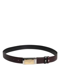 Dolce & Gabbana Black Brown Leather Metal Buckle Reversible Men's Belt (Pre-Owned) -Lux Lair Store 6894408