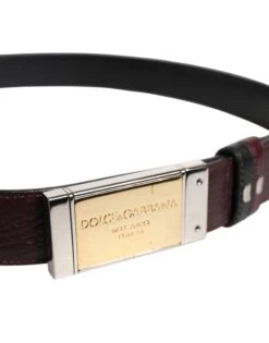 Dolce & Gabbana Black Brown Leather Metal Buckle Reversible Men's Belt (Pre-Owned) -Lux Lair Store 6894409
