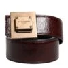 Dolce & Gabbana Brown Leather Gold Metal Buckle Classic Men's Belt (Pre-Owned) -Lux Lair Store 6894416