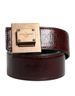 Dolce & Gabbana Brown Leather Gold Metal Buckle Classic Men's Belt (Pre-Owned)