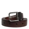Dolce & Gabbana Brown Leather Silver Metal Buckle Men's Belt -Lux Lair Store 6894681