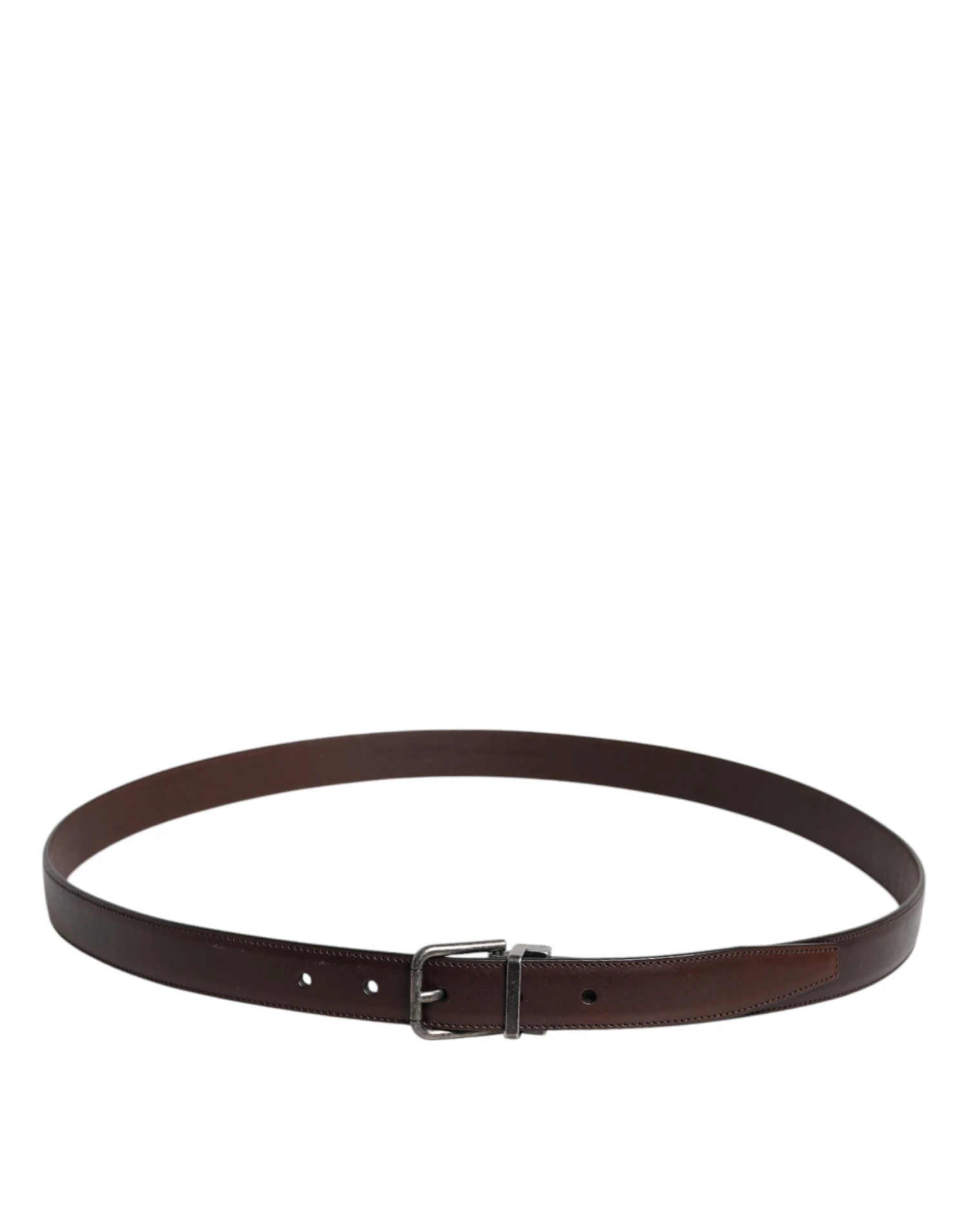 Dolce & Gabbana Brown Leather Silver Metal Buckle Men's Belt 4 Dolce & Gabbana Brown Leather Silver Metal Buckle Men's Belt - Image 2