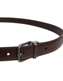 Dolce & Gabbana Brown Leather Silver Metal Buckle Men's Belt 9 Dolce & Gabbana Brown Leather Silver Metal Buckle Men's Belt -Lux Lair Store 6894683