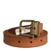 Dolce & Gabbana Brown Leather Gold Tone Metal Buckle Men's Belt (Pre-Owned) -Lux Lair Store 6894698