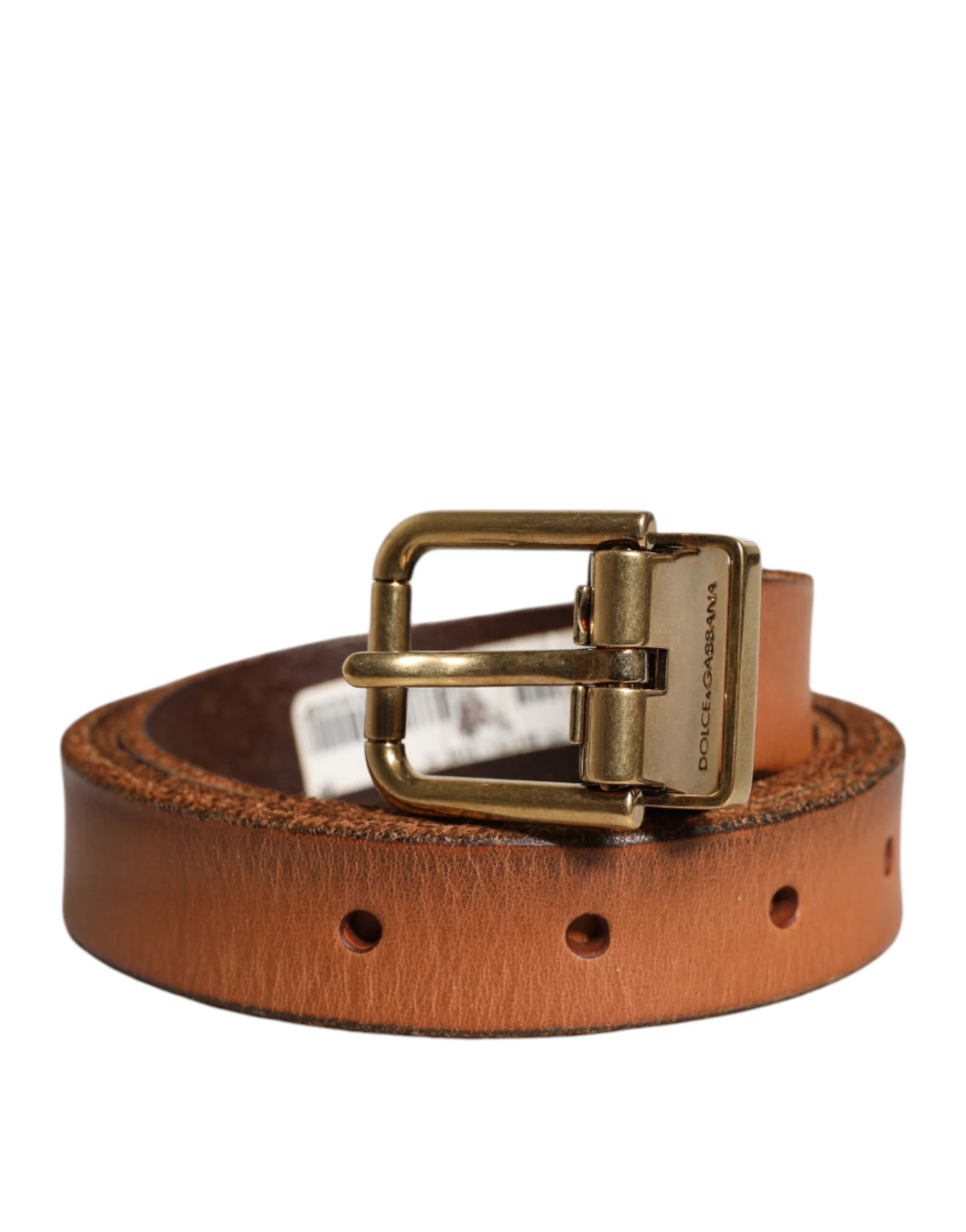 Dolce & Gabbana Brown Leather Gold Tone Metal Buckle Men's Belt (Pre-Owned) 3 Dolce & Gabbana Brown Leather Gold Tone Metal Buckle Men's Belt (Pre-Owned)