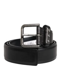 Dolce & Gabbana Black Leather Metal Buckle Classic Men's Belt (Pre-Owned)