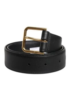 Dolce & Gabbana Black Leather Metal Buckle Classic Women's Belt