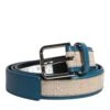 Dolce & Gabbana Blue Beige Leather Weaved Metal Buckle Men's Belt (Pre-Owned)