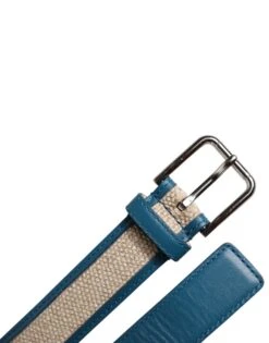 Dolce & Gabbana Blue Beige Leather Weaved Metal Buckle Men's Belt (Pre-Owned) -Lux Lair Store 6895291