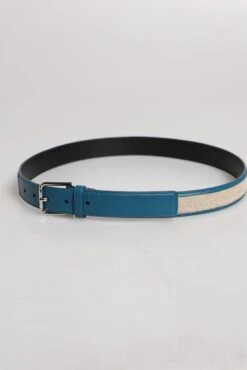 Dolce & Gabbana Blue Beige Leather Weaved Metal Buckle Men's Belt (Pre-Owned) -Lux Lair Store 6895292