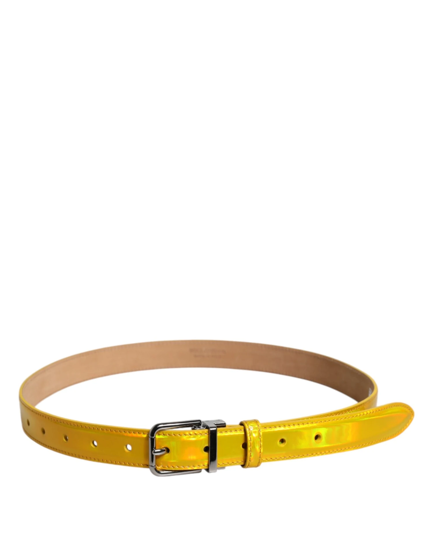 Dolce & Gabbana Metallic Yellow Leather Metal Logo Buckle Men's Belt (Pre-Owned) 4 Dolce & Gabbana Metallic Yellow Leather Metal Logo Buckle Men's Belt (Pre-Owned) - Image 2