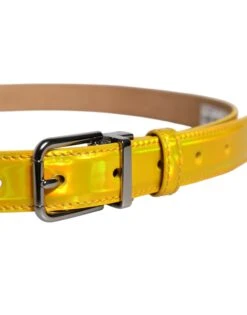 Dolce & Gabbana Metallic Yellow Leather Metal Logo Buckle Men's Belt (Pre-Owned) 9 Dolce & Gabbana Metallic Yellow Leather Metal Logo Buckle Men's Belt (Pre-Owned) -Lux Lair Store 6896276
