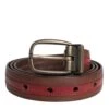 Dolce & Gabbana Burgundy Leather Metal Logo Buckle Men's Belt