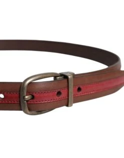 Dolce & Gabbana Burgundy Leather Metal Logo Buckle Men's Belt -Lux Lair Store 6896372