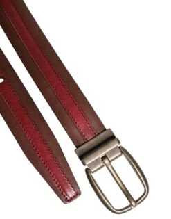 Dolce & Gabbana Burgundy Leather Metal Logo Buckle Men's Belt -Lux Lair Store 6896375