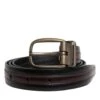 Dolce & Gabbana Black Burgundy Calfskin Metal Logo Buckle Men's Belt
