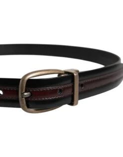 Dolce & Gabbana Black Burgundy Calfskin Metal Logo Buckle Men's Belt 9 Dolce & Gabbana Black Burgundy Calfskin Metal Logo Buckle Men's Belt -Lux Lair Store 6896409