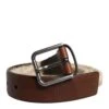 Dolce & Gabbana Brown Jute Leather Woven Metal Buckle Men's Belt -Lux Lair Store 6896537