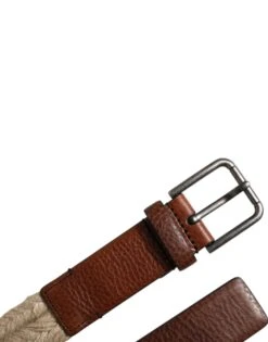 Dolce & Gabbana Brown Jute Leather Woven Metal Buckle Men's Belt 11 Dolce & Gabbana Brown Jute Leather Woven Metal Buckle Men's Belt -Lux Lair Store 6896541
