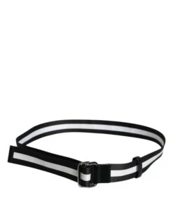 Dolce & Gabbana Black Yellow Logo Striped Metal Buckle Men's Belt 10 Dolce & Gabbana Black Yellow Logo Striped Metal Buckle Men's Belt -Lux Lair Store 6896617