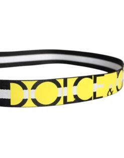 Dolce & Gabbana Black Yellow Logo Striped Metal Buckle Men's Belt 11 Dolce & Gabbana Black Yellow Logo Striped Metal Buckle Men's Belt -Lux Lair Store 6896618