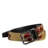 Dolce & Gabbana Gold Floral Jacquard Leather Metal Buckle Men's Belt (Pre-Owned) -Lux Lair Store 6904633