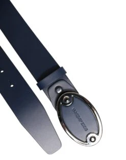 Dolce & Gabbana Blue Leather Classic Metal Logo Buckle Men's Belt -Lux Lair Store 6904660