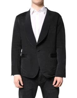 Dolce & Gabbana Black Silk Single Breasted Coat Blazer Men's Suit (Pre-Owned)