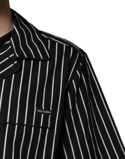 Dolce & Gabbana Black White Stripes Cotton Men Pajama Set Men's Sleepwear -Lux Lair Store 6930412