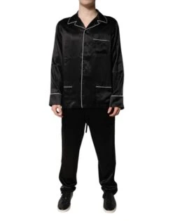 Dolce & Gabbana Black Silk Shirt Pants Pajama Set Men's Sleepwear