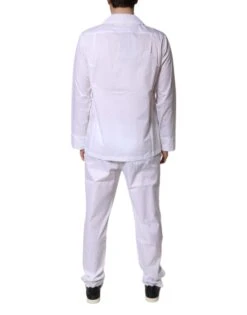 Dolce & Gabbana White Cotton Shirt Pants Pajama Set Men's Sleepwear -Lux Lair Store 6930634