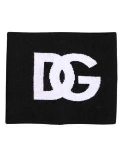 Dolce & Gabbana Black White Logo Print Knitted Neck Warmer Men's Scarf