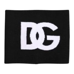 Dolce & Gabbana Black White Logo Print Knitted Neck Warmer Men's Scarf -Lux Lair Store 6980472