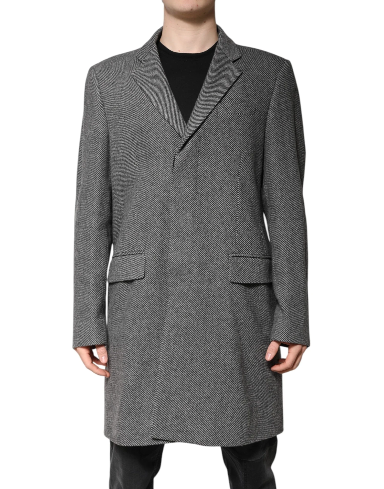 Dolce & Gabbana Gray Wool Single Breasted Trench Coat Men's Jacket 3 Dolce & Gabbana Gray Wool Single Breasted Trench Coat Men's Jacket