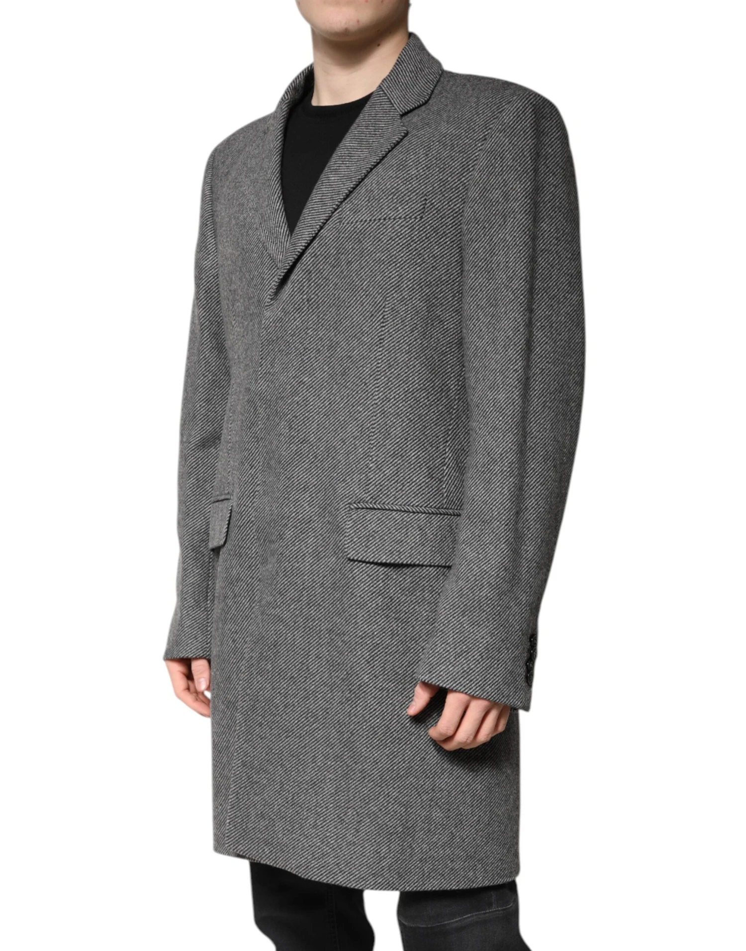 Dolce & Gabbana Gray Wool Single Breasted Trench Coat Men's Jacket 4 Dolce & Gabbana Gray Wool Single Breasted Trench Coat Men's Jacket - Image 2