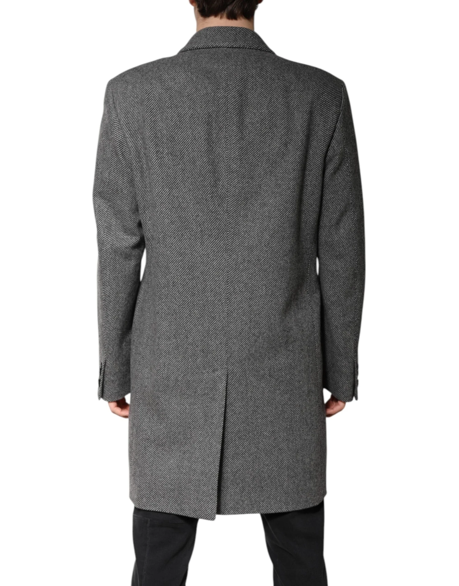 Dolce & Gabbana Gray Wool Single Breasted Trench Coat Men's Jacket 5 Dolce & Gabbana Gray Wool Single Breasted Trench Coat Men's Jacket - Image 3