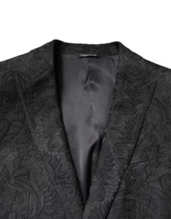 Dolce & Gabbana Black Floral Jacquard Coat Jacket Men's Blazer -Lux Lair Store 7005912