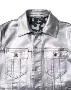 Dolce & Gabbana Silver Cotton Button Down Denim Biker Men's Jacket (Pre-Owned) 10 Dolce & Gabbana Silver Cotton Button Down Denim Biker Men's Jacket (Pre-Owned) -Lux Lair Store 7006024