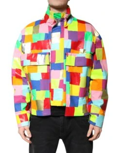 Dolce & Gabbana Multicolor Cotton Full Zip Men Biker Men's Jacket (Pre-Owned)