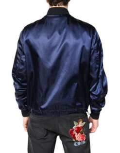 Dolce & Gabbana Blue Nylon DG Crown Full Zip Bomber Men's Jacket (Pre-Owned) -Lux Lair Store 7007299