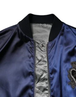 Dolce & Gabbana Blue Nylon DG Crown Full Zip Bomber Men's Jacket (Pre-Owned) -Lux Lair Store 7007300