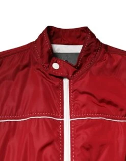 Dolce & Gabbana Red White Nylon Full Zip Men Bomber Men's Jacket -Lux Lair Store 7007308