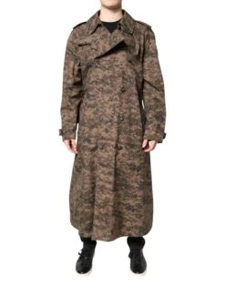 Dolce & Gabbana Multicolor Camouflage Double Breasted Coat Men's Jacket