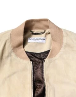 Dolce & Gabbana Beige Lambskin Full Zip Men Bomber Men's Jacket (Pre-Owned) 10 Dolce & Gabbana Beige Lambskin Full Zip Men Bomber Men's Jacket (Pre-Owned) -Lux Lair Store 7007739