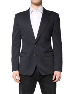 Dolce & Gabbana Dark Blue Cotton Men Jacket Coat Suit Men's Blazer (Pre-Owned)