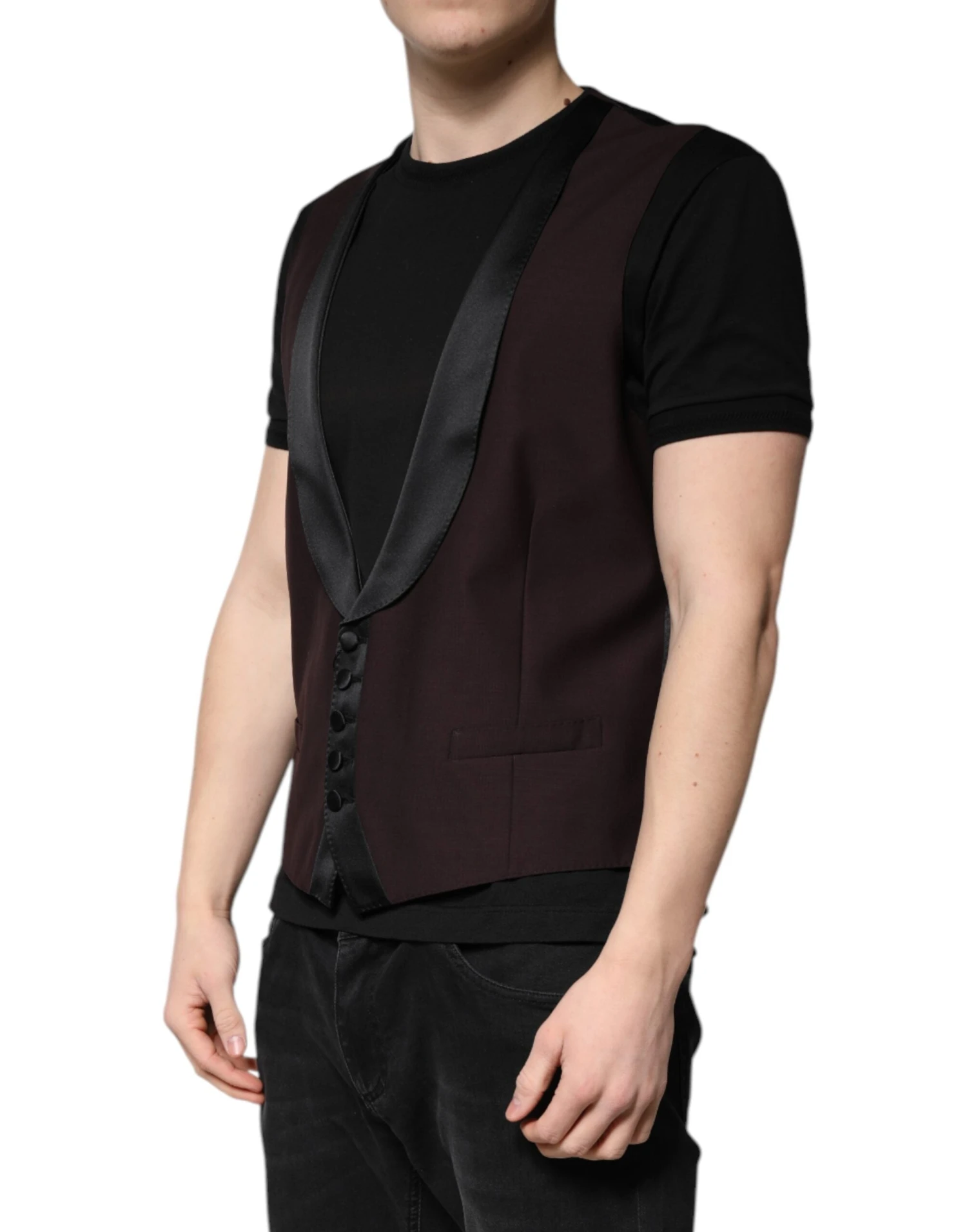 Dolce & Gabbana Maroon Wool Waistcoat Dress Formal Men's Vest 4 Dolce & Gabbana Maroon Wool Waistcoat Dress Formal Men's Vest - Image 2