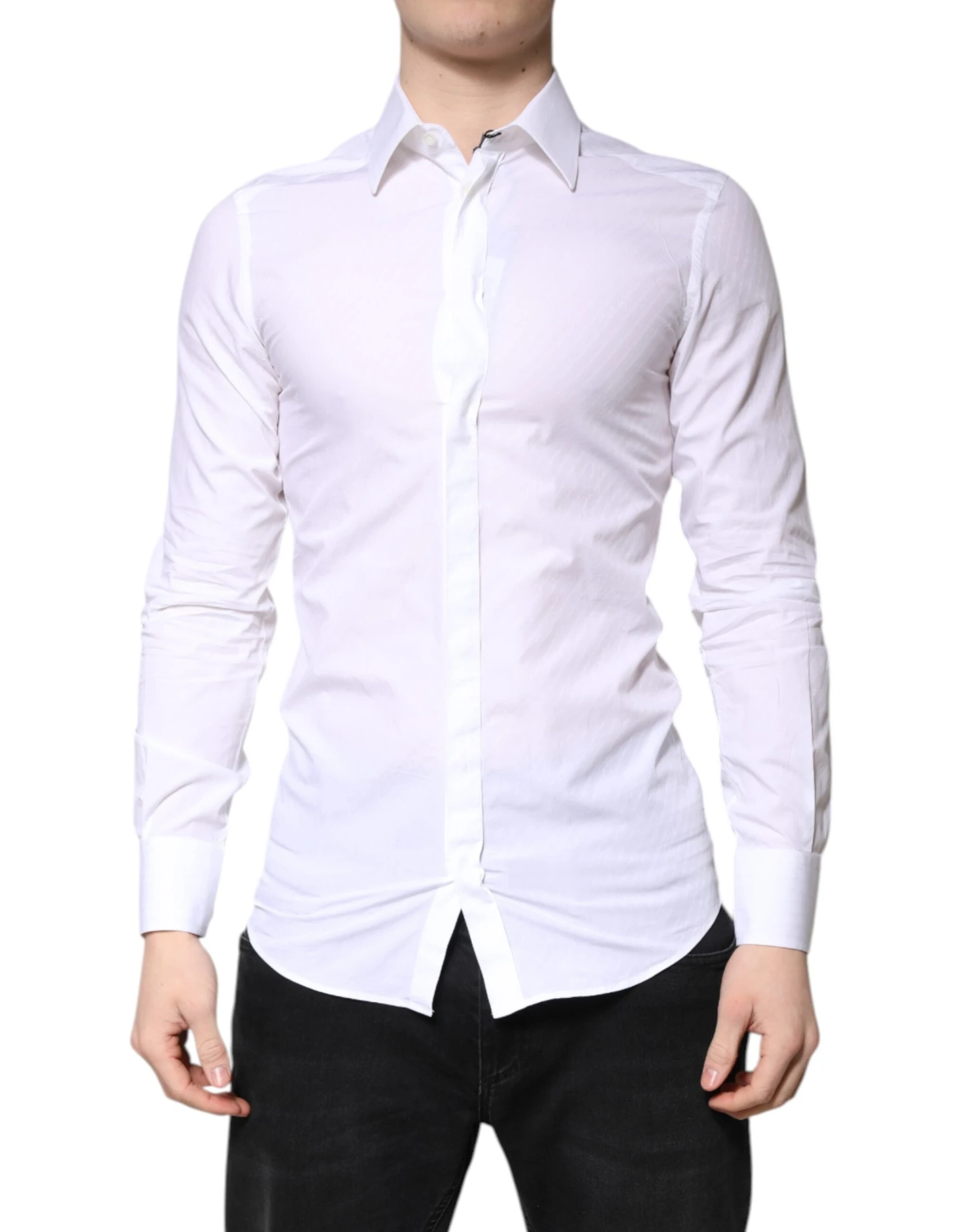 Dolce & Gabbana White Cotton GOLD Dress Formal Collared Men's Shirt (Pre-Owned) 3 Dolce & Gabbana White Cotton GOLD Dress Formal Collared Men's Shirt (Pre-Owned)