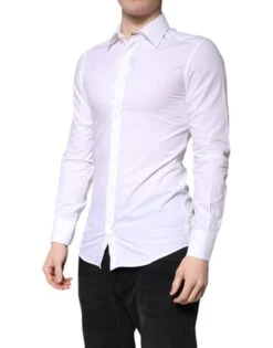 Dolce & Gabbana White Cotton GOLD Dress Formal Collared Men's Shirt (Pre-Owned) 7 Dolce & Gabbana White Cotton GOLD Dress Formal Collared Men's Shirt (Pre-Owned) -Lux Lair Store 7010232
